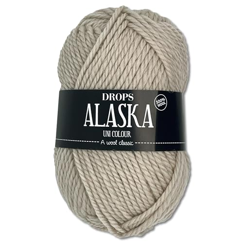 Frida's Wollhaus Drops 50 g Alaska Uni und Mix Häkeln Stricken Filzen Schurwolle 30 Farben (Uni 61 | Weizen) von Frida's Wollhaus