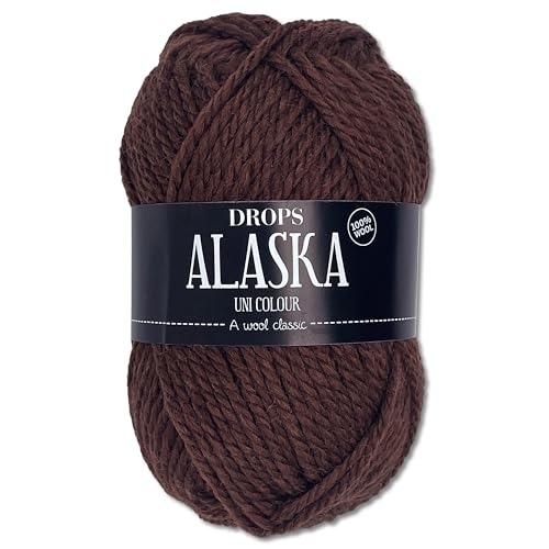 Frida's Wollhaus Drops 50 g Alaska Uni und Mix Häkeln Stricken Filzen Schurwolle 30 Farben (Uni 70 | Schokolade) von Frida's Wollhaus