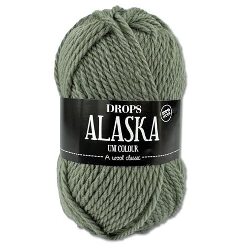 Frida's Wollhaus Drops 50 g Alaska Uni und Mix Häkeln Stricken Filzen Schurwolle 32 Farben (Uni 75 | Salbeigrün) von Frida's Wollhaus