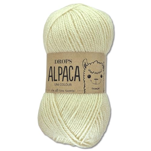 Frida's Wollhaus Drops 50 g Alpaca Alpaka Wolle Garn Häkeln Stricken weich 51 Farben (uni colour 0100 | Natur) von Frida's Wollhaus