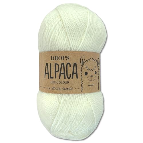 Frida's Wollhaus Drops 50 g Alpaca Alpaka Wolle Garn Häkeln Stricken weich 51 Farben (uni colour 1101 | Weiß) von Frida's Wollhaus