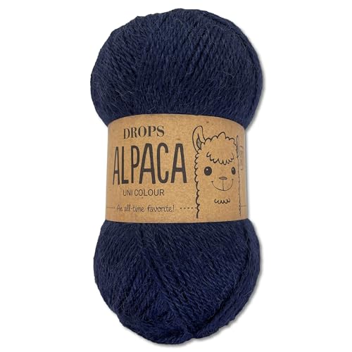 Frida's Wollhaus Drops 50 g Alpaca Alpaka Wolle Garn Häkeln Stricken weich 51 Farben (uni colour 5575 | Marineblau) von Frida's Wollhaus