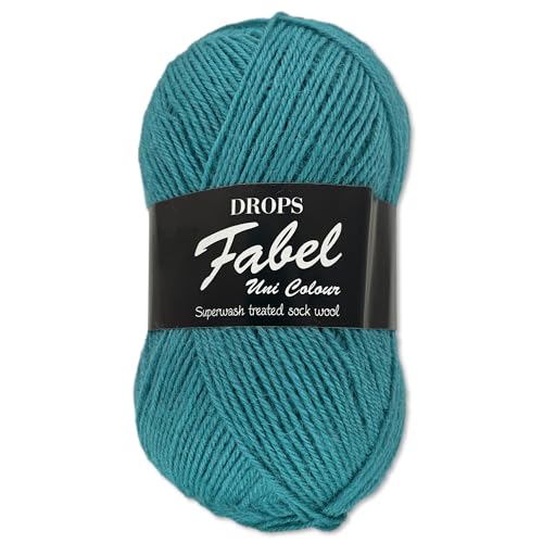 Frida's Wollhaus Drops 50 g Fabel Sockenwolle Schurwolle superwash Garn Stricken Häkeln 45 Farben (103 | Graublau) von Frida's Wollhaus