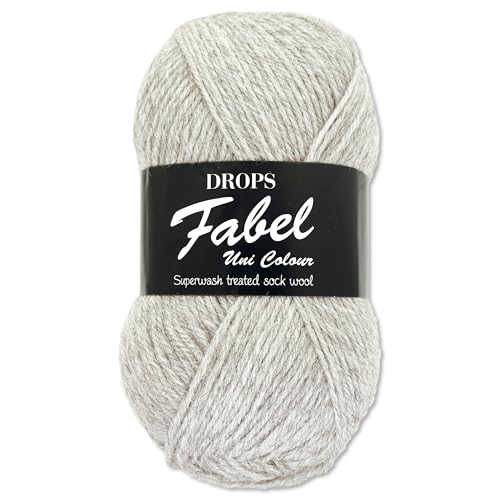 Frida's Wollhaus Drops 50 g Fabel Sockenwolle Schurwolle superwash Garn Stricken Häkeln 45 Farben (114 | Hell Perlgrau) von Frida's Wollhaus