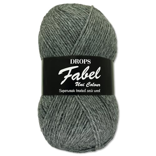 Frida's Wollhaus Drops 50 g Fabel Sockenwolle Schurwolle superwash Garn Stricken Häkeln 45 Farben (200 | Grau) von Frida's Wollhaus