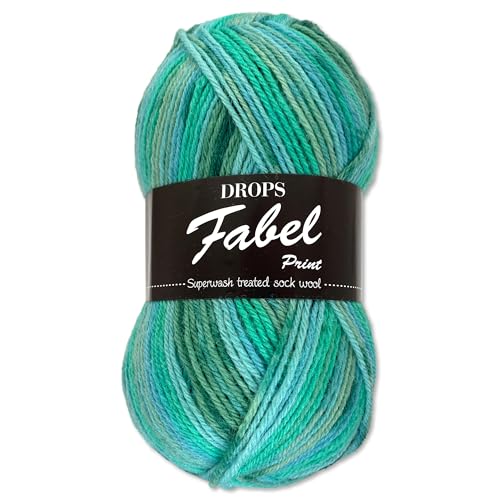 Frida's Wollhaus Drops 50 g Fabel Sockenwolle Schurwolle superwash Garn Stricken Häkeln 45 Farben (340 | Blue Lagoon) von Frida's Wollhaus