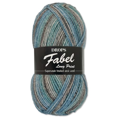 Frida's Wollhaus Drops 50 g Fabel Sockenwolle Schurwolle superwash Garn Stricken Häkeln 45 Farben (604 | Ocean View) von Frida's Wollhaus