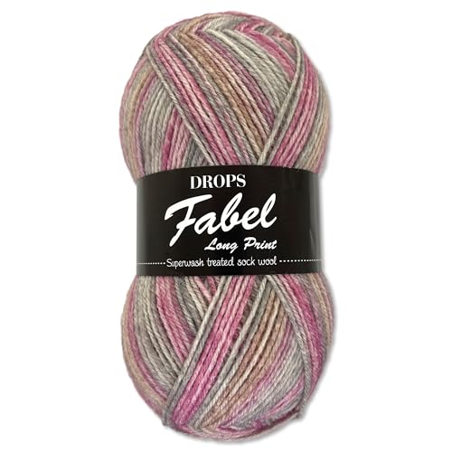 Frida's Wollhaus Drops 50 g Fabel Sockenwolle Schurwolle superwash Garn Stricken Häkeln 45 Farben (623 | Rose Mist) von Frida's Wollhaus