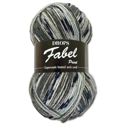 Frida's Wollhaus Drops 50 g Fabel Sockenwolle Schurwolle superwash Garn Stricken Häkeln 45 Farben (913 | Winter) von Frida's Wollhaus