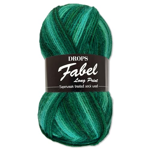 Frida's Wollhaus Drops 50 g Fabel Sockenwolle Schurwolle superwash Garn Stricken Häkeln 45 Farben (918 | Emerald City) von Frida's Wollhaus
