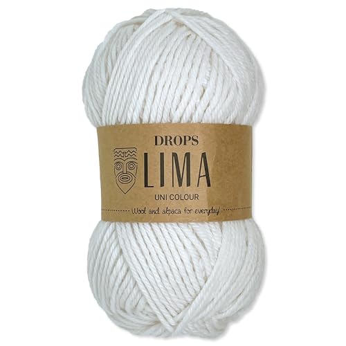 Frida's Wollhaus Drops 50 g Lima Uni Stricken Häkeln Schurwolle Alpaka Filzen 21 Farben (Uni 1101 | Weiß) von Frida's Wollhaus
