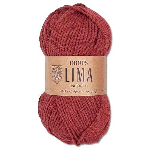 Frida's Wollhaus Drops 50 g Lima Uni Stricken Häkeln Schurwolle Alpaka Filzen 21 Farben (Uni 9021 | Roter Ziegelstein) von Frida's Wollhaus