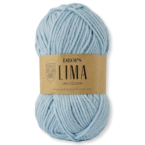 Frida's Wollhaus Drops 50 g Lima Uni und Mix Wolle Garn Stricken Häkeln Schurwolle Alpaka Filzen 36 Farben (Uni 9027 | Hellblau) von Frida's Wollhaus
