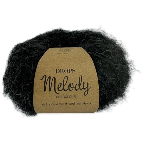 Frida's Wollhaus Drops 50 g Melody Stricken Häkeln Alpaka Schurwolle Alpaca Superweich 23 Farben (05 | Schwarz) von Frida's Wollhaus
