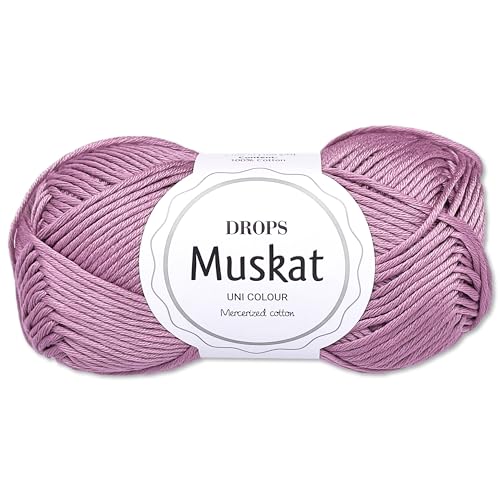 Frida's Wollhaus Drops 50 g Muskat Baumwolle Stricken Häkeln Wolle Garn mercerisiert 45 Farben (04 | Flieder) von Frida's Wollhaus