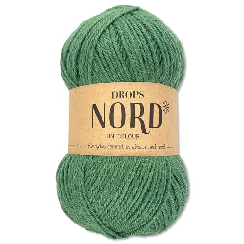 Frida's Wollhaus Drops 50 g Nord Sockenwolle Alpaka Schurwolle flauschig Stricken 23 Farben (uni colour 19 | Waldgrün) von Frida's Wollhaus