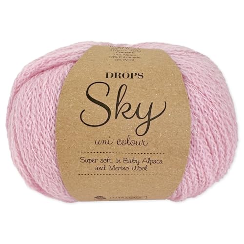 Frida's Wollhaus Drops 50 g Sky Stricken Häkeln Alpaca Schurwolle Alpaka Superweich 31 Farben (27 | Puderrosa Uni) von Frida's Wollhaus
