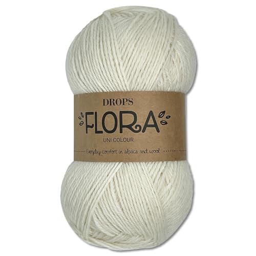 Frida's Wollhaus Drops 50g Flora Uni Stricken Häkeln Schurwolle Öke-Tex Alpaka Filzen17 Farben (Uni 01 | Natur) von Frida's Wollhaus