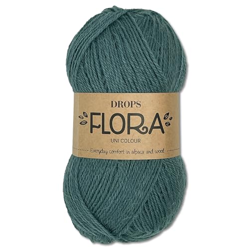 Frida's Wollhaus Drops 50g Flora Uni Stricken Häkeln Schurwolle Öke-Tex Alpaka Filzen17 Farben (Uni 23 | Nebelwald) von Frida's Wollhaus