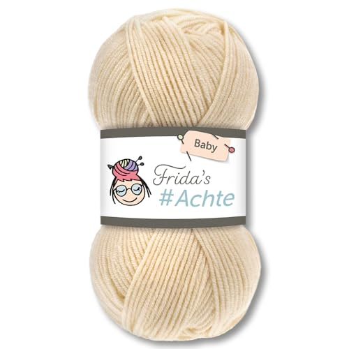 Frida's Wollhaus Frida's 100 g #Achte Babywolle Wolle Garn Stricken Häkeln Anti-Pilling 66 Farben (01 | Creme) von Frida's Wollhaus