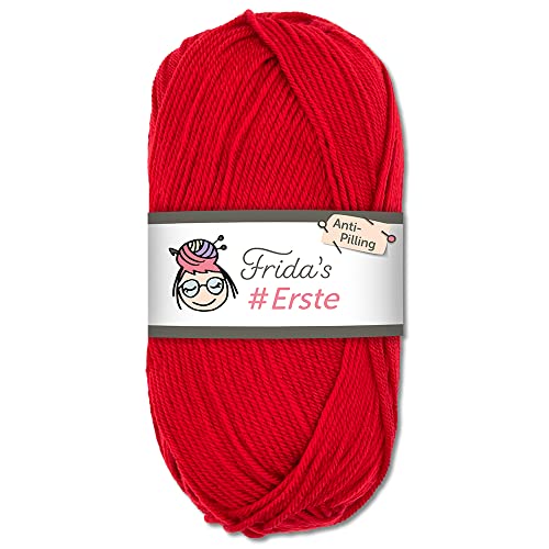 Frida's Wollhaus Frida's 100g #Erste Wolle Anti-Pilling fusselfreie Strick- & Häkelwolle Stricken Häkeln Garn (06 | Rot) von Frida's Wollhaus