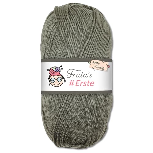 Frida's Wollhaus Frida's 100g #Erste Wolle Anti-Pilling fusselfreie Strick- & Häkelwolle Stricken Häkeln Garn (26 | Steingrau) von Frida's Wollhaus