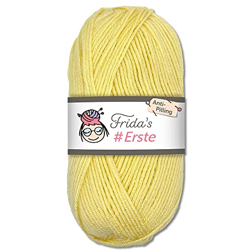 Frida's Wollhaus Frida's 100g #Erste Wolle Anti-Pilling fusselfreie Strick- & Häkelwolle Stricken Häkeln Garn (72 | Hellgelb) von Frida's Wollhaus