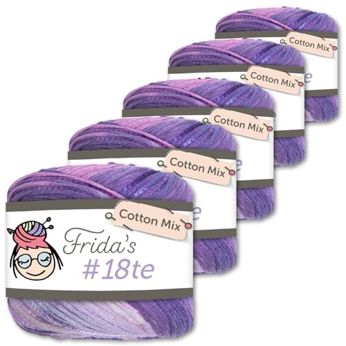 Frida's Wollhaus Frida's 5 x 100 g #18te Cotton Mix Farbverlaufsgarn Sommergarn Baumwolle Häkeln Stricken Wolle Garn 18 Farben (3113) von Frida's Wollhaus