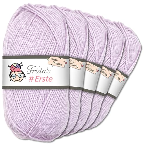 Frida's Wollhaus Frida's 5 x 100g #Erste Wolle Anti-Pilling fusselfreie Strick- & Häkelwolle Stricken Häkeln Garn (78 | Flieder) von Frida's Wollhaus