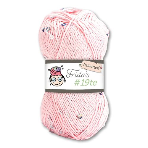 Frida's Wollhaus Frida's 50 g #19te Pailletten Effektgarn Sommergarn Baumwolle Häkeln Stricken Wolle Garn 17 Farben (7107 | Rosa) von Frida's Wollhaus