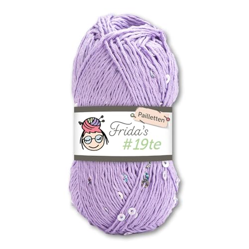 Frida's Wollhaus Frida's 50 g #19te Pailletten Effektgarn Sommergarn Baumwolle Häkeln Stricken Wolle Garn 17 Farben (7116 | Flieder) von Frida's Wollhaus