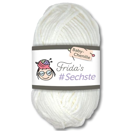 Frida's Wollhaus Frida's 50 g #Sechste Baby-Chenillegarn Stricken Häkeln Wolle Amigurumi samtig weich 30 Farben (745 | Creme) von Frida's Wollhaus