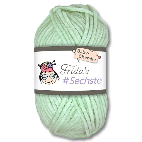 Frida's Wollhaus Frida's 50 g #Sechste Baby-Chenillegarn Stricken Häkeln Wolle Amigurumi samtig weich 30 Farben (753 | Mint) von Frida's Wollhaus