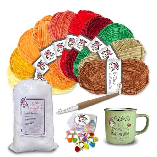 Frida's Wollhaus Frida's Garn-Set Herbst 34-teilig #Zweite Chenillegarn Wolle Tasse Häkelnadel Maschenmarkierer Füllwatte Frida's Wollhaus Frida's Garn-Set Herbst 34-teilig #Zweite Chenillegarn Wolle Tasse Häkelnadel Maschenmarkierer Füllwatte von Frida's Wollhaus