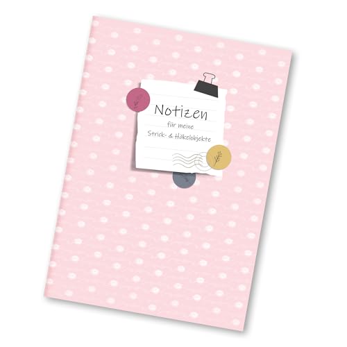 Frida's Wollhaus Frida's Notizheft DIN A5 | 60 Innenseiten Projektbuch Notizbuch Journal Stricken Häkeln Wolle für Skizzen und Notizen (Heft Rosa mit bedruckten Innenseiten) von Frida's Wollhaus