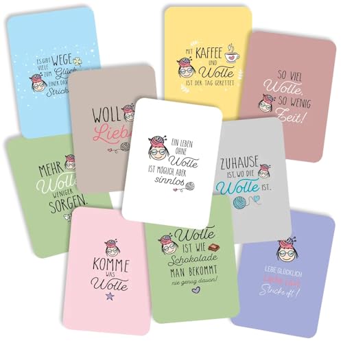Frida's Wollhaus Frida's Spruchkarten Stricken Häkeln Wolle Postkarte 350g Karton (Karten-Set 10-teilig) von Frida's Wollhaus