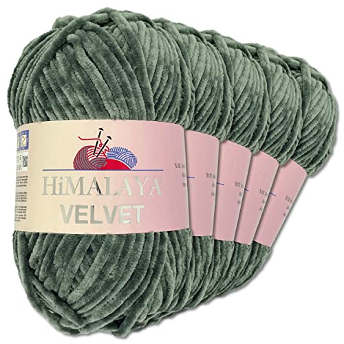 Frida's Wollhaus Himalaya 5 x 100 g Velvet Chenille-Wolle Handarbeit Amigurumi 42 Farben (90020 | Dunkelgrau) von Frida's Wollhaus