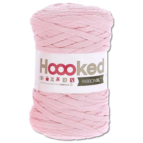 Frida's Wollhaus Hoooked 120 m Ribbon XL Uni 100% Recycling Riesen-Textilgarn Bänchengarn 32 Farben (RXL40 | Sweet Pink) von Frida's Wollhaus