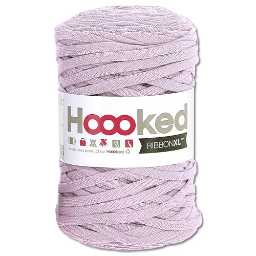 Frida's Wollhaus Hoooked 120 m Ribbon XL Uni 100% Recycling Riesen-Textilgarn Bänchengarn 32 Farben (RXLSP2 | Lila Dusk) von Frida's Wollhaus