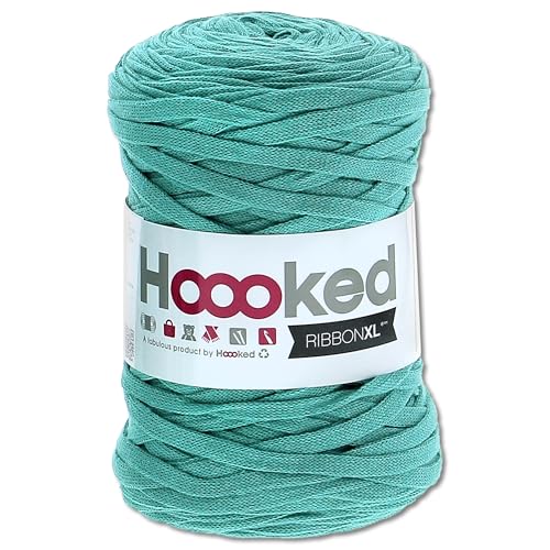 Frida's Wollhaus Hoooked 120 m Ribbon XL Uni 100% Recycling Riesen-Textilgarn Bänchengarn 32 Farben (RXLSP7 | Happy Mint) von Frida's Wollhaus