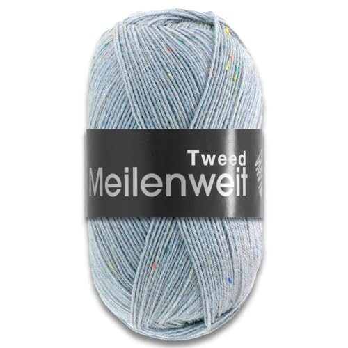 Frida's Wollhaus Lana Grossa 100 g Meilenweit 100 Tweed Sockenwolle Stricken Garn 20 Farben (171 | Graublau) von Frida's Wollhaus