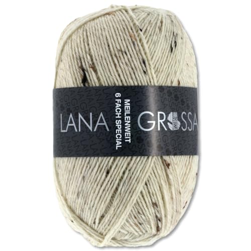 Frida's Wollhaus Lana Grossa 150 g Meilenweit 6-fach 150 Sockenwolle Stricken Garn 19 Farben (8817 | Rohweiß) von Frida's Wollhaus