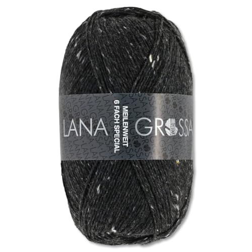 Frida's Wollhaus Lana Grossa 150 g Meilenweit 6-fach 150 Sockenwolle Stricken Garn 19 Farben (8837 | Anthrazit) von Frida's Wollhaus