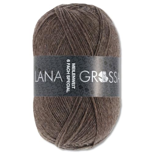 Frida's Wollhaus Lana Grossa 150 g Meilenweit 6-fach 150 Sockenwolle Stricken Garn 19 Farben (9103 | Dunkelbraun) von Frida's Wollhaus