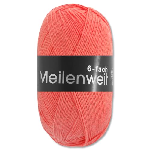 Frida's Wollhaus Lana Grossa 150 g Meilenweit 6-fach 150 Sockenwolle Stricken Garn 19 Farben (9250 | Koralle) von Frida's Wollhaus