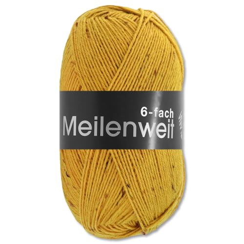 Frida's Wollhaus Lana Grossa 150 g Meilenweit 6-fach 150 Sockenwolle Stricken Garn 19 Farben (9251 | Senfgelb) von Frida's Wollhaus