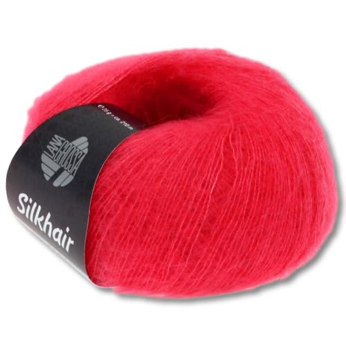 Frida's Wollhaus Lana Grossa 25 g Silkhair Mohair Superkid Seide Wolle Häkeln Stricken 43 Farben (70 | Himbeer) von Frida's Wollhaus