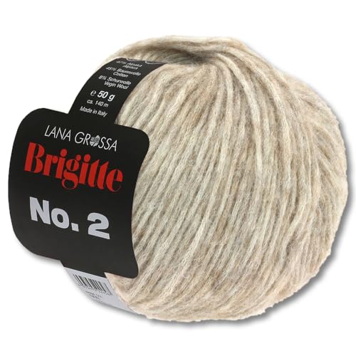 Frida's Wollhaus Lana Grossa 50 g Brigitte No. 2 Netzgarn Wolle Garn Alpaka Baumwolle 46 Farben (15 | Beige) von Frida's Wollhaus