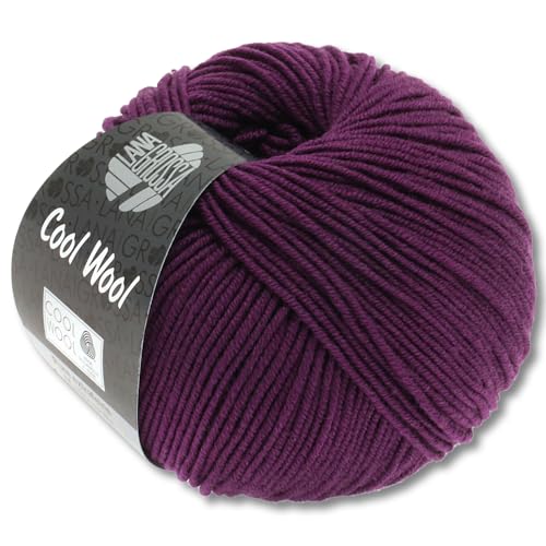 Frida's Wollhaus Lana Grossa 50 g Cool Wool Merinowolle Wolle Garn Häkeln Stricken 38 Farben (2023 | Dunkelviolett) von Frida's Wollhaus