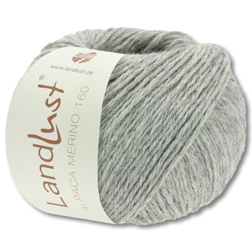 Frida's Wollhaus Lana Grossa 50 g Landlust Alpaka Merino 160 Wolle Stricken 26 Farben (407 | Hellgrau) von Frida's Wollhaus